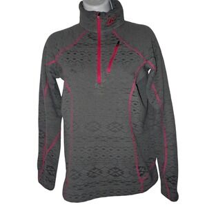Klim Equinox Pullover Women S Grey Pink 1/4 Zip Sweater Jacket Fleece Snow